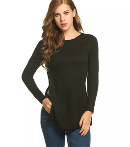 Offre Spéciale T-<span class=keywords><strong>shirt</strong></span> à manches longues pour femmes Design décontracté élégant avec décoration brodée Teint uni de haute qualité - Product Image 2