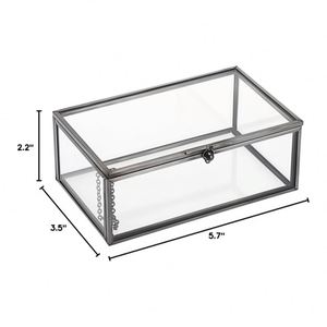 Premium Clear Glass <b>Memory</b> <b>Box</b> with Silver Metal Accents for Special Occasion Keepsakes and Decorative Household Storage - Product Image 1