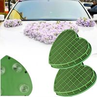 Décoration de voiture de mariage Plateau en mousse à fleurs en forme de cœur Arrangement de fleurs bricolage avec ventouse
