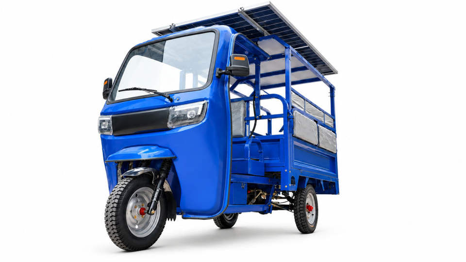 Tricyle Sample Blue Solar Panel Cargo Electric Tricycle Heavy Duty 3 Wheel Transport ...