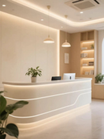 Mostrador de Recepción Personalizable con Luz LED, Mostrador de Recepción Comercial al por Mayor para Salón y Clínica
