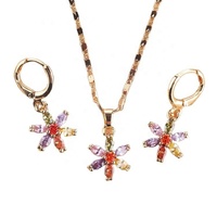Vente en gros Guangzhou : Parures de bijoux tendance en zircon or rose, collier et boucles d'oreilles plaqués or 18 carats sur mesure pour mariage et anniversaire