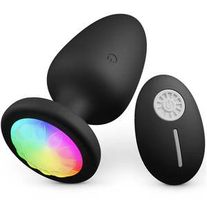 سدادة للمؤخرة من السيليكون قابلة لإعادة الشحن متوهجة ومحفزة للاهتزاز مزودة بجهاز تحكم عن بعد سدادة شرجية هزازة بضوء LED - Product Image 1