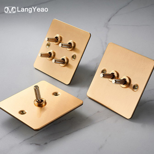 Saklar Toggle Kuningan Vintage LangYeao, Pemasangan di Permukaan, 10A 250V Pelat Baja Tahan Karat 1/2/<span class=keywords><strong>3</strong></span>/4 <span class=keywords><strong>Gang</strong></span> 2 Arah Saklar Lampu Retro - Product Image 1