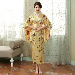 नई जापानी किमोनो शुद्ध रंग महिलाओं की घरेलू पोशाक महिलाओं के लिए सरल प्राकृतिक लंबी आस्तीन वाली स्लीपिंग H0055-बी