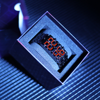 Montre-bracelet électronique à affichage LED de luxe unisexe, cadran en lave rouge et bleu LED, montre de sport pour hommes et femmes