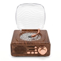 Lampe de projection d'ambiance avec haut-parleur Bluetooth, projecteur rétro en bois, projections à motif aquatique réglables