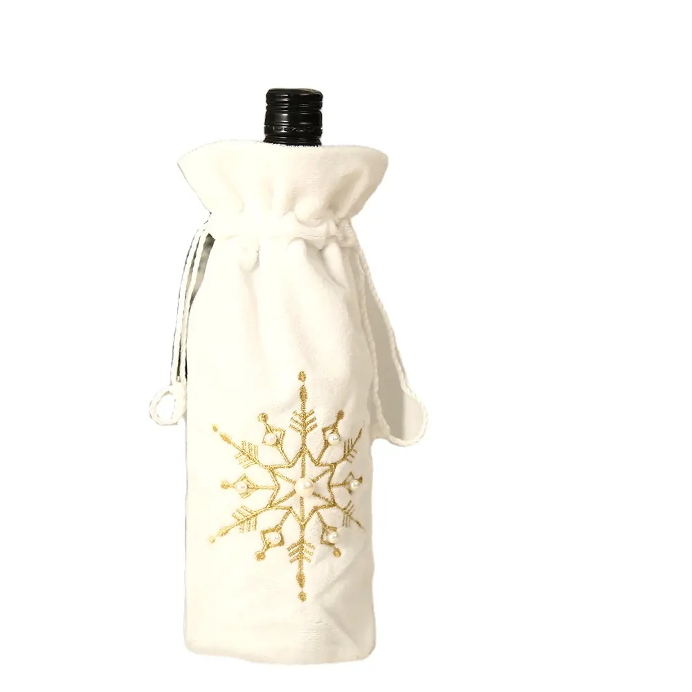 Unique Design Pearl White Snow Champagne Wine Bottle Cover For Christmas Gifts