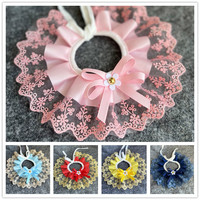 Motif floral Polyester Pet Bib Hiver Teddy Bib Écharpe avec Dentelle pour Chien ou Chat Salive Serviette Pet Apparel Accessoire
