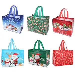 Hudy Beauty Christmas Reusable Tote Bag Large Non-Woven Bags with Handle
