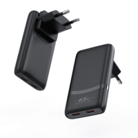 65W Ultra-Slim GaN Chargeur 2 Port Plat Mur Pliable Plug EU pour MacBook Pro Max XS pour iPhone iPad pour Samsung Pratique Latop