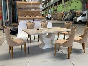 Table à manger en acier et marbre nordique moderne en gros, 8, 10, 12 places, pour la maison, l'hôtel, la villa, table à manger en pierre <span class=keywords><strong>Dali</strong></span> - Product Image 4