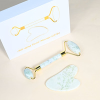 Rouleau de jade anti-âge et ensemble Gua Sha, masseur facial pour les yeux, le cou et le drainage lymphatique avec boîte cadeau magnétique de qualité supérieure Guasha
