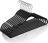 Platzsparende schwarze Kunststoff-Kleiderbügel ohne Samtbeschichtung mit Metallhaken, schlanke Anzugbügel mit Kerben für Kleidung, Hosen, Boutique-Nutzung