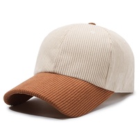 Gorra de béisbol transfronteriza de primavera para hombre y mujer, diseño de bloques de color, de pana, con visera de 6 paneles, sombrero informal para exteriores, venta al por mayor