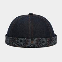 Casquette Docker en jean délavé pour homme, style rétro sans visière, respirante et réglable, pour toutes les saisons, usage quotidien et extérieur, style Hip Hop, casquette de type Landlord
