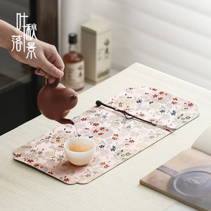 Tapis de service à thé en tissu, forme irrégulière, style chinois traditionnel, imperméable, épais, pour table de préparation du thé - Product Image 4