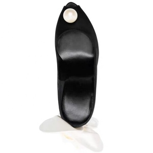 <b>Big</b> Size 45 Back Flower Women Pearl Elegant Sandals Peep Toe Stiletto Dress Shoes Thin High Heels Wide Fit Mules Pumps - Product Image 6