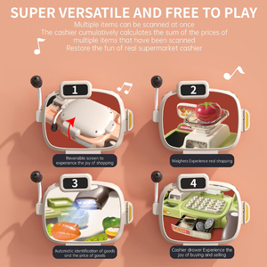 77pcs mua sắm băng tải máy tính tiền đăng ký Đồ chơi mô phỏng siêu thị bằng giọng nói có thể gập lại tiền mặt chơi nhà siêu thị đồ chơi - Product Image 4