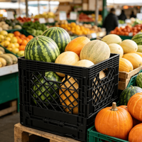 Caisse à lait en plastique robuste de 16 quarts, empilable, ventilée, panier de rangement, conteneur de transport pour supermarché et entrepôt