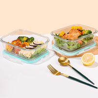 Lot de 6 boîtes repas en verre écologiques avec couvercle ventilé intégré, empilables, emboîtables, pliables et compatibles lave-vaisselle
