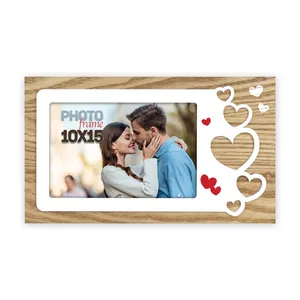 Wholesale Custom Vintage 4X6 Inch Wooden Photo Frame Silk Screen Printed Frame for Lovers for Custom Pictures