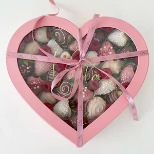 Caja de Regalo de Cartón Impresa con Forma de Corazón de Chocolate y Fresa, con Ventana Transparente - Product Image 3
