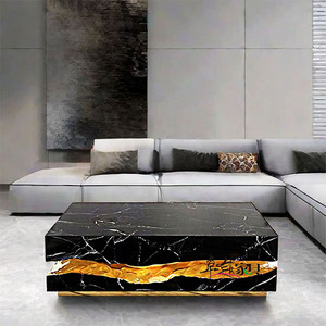 Mesa de Centro de Acero Inoxidable Cuadrada Creativa de Alta Gama para Sala de Estar Moderna Italiana con Función de Almacenamiento - Product Image 2