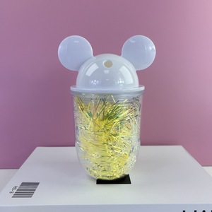 Mickey Mouse Ears Plastic Straw Cup Colorful Gift Cup Portable Cartoon Water Bottle For Students - Product Image 3