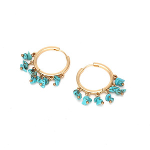 Boucles <span class=keywords><strong>d</strong></span>'oreilles créoles unisexes à la mode puces de pierre mélangée synthétique naturelle avec <span class=keywords><strong>diamant</strong></span> de taille princesse plaqué or - Product Image 5