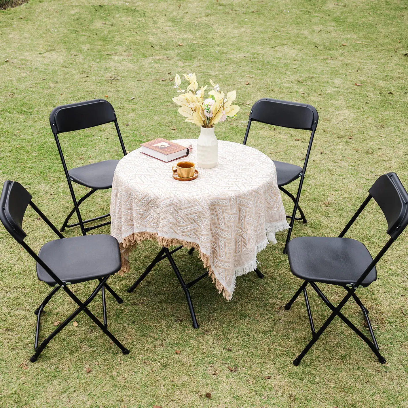Grosir murah kursi lipat hitam plastik jamuan Kemah pernikahan makan untuk acara