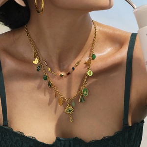 Chaînes en émail en acier inoxydable plaqué or, motif <span class=keywords><strong>Roue</strong></span> de la Fortune Œil du <span class=keywords><strong>Diable</strong></span>, bijoux transfrontaliers de luxe accessible et tendance, en stock - Product Image 4