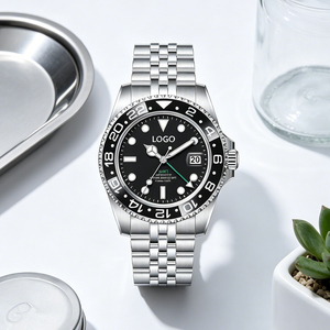 Custom Logo GMT <b>Automatic</b> Mechanical Watch 304 Stainless Steel Sapphire Glass 50M Waterproof Luminous Dial Men <b>Wristwatch</b> - Product Image 5