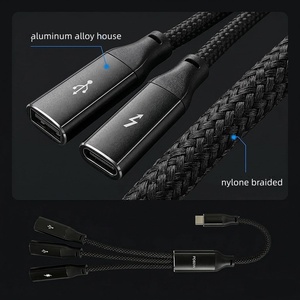 合金铝壳尼龙编织三合一 Type c 分线器 PD60W 快速充电 + OTG Type c 集线器 适用于平板电脑、电脑、手机 - Product Image 5