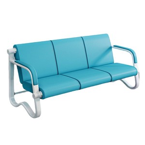 Fauteuils d'attente Tsuneyuki trois places en cuir bleu pour hôpital, réception, bureau, sièges publics avec accoudoirs V18 - Product Image 5