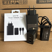 Cargador de Pared Superrápido de Alta Calidad PD 65W+25W+15W con 3 Puertos para Samsung Galaxy S23 S24 S25 S26, Adaptador de Corriente USB-C Trio de 65W