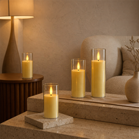 Bougies LED sans flamme en verre transparent pour une ambiance chaleureuse et douillette, parfaites pour la décoration intérieure, les soirées romantiques et les mariages.