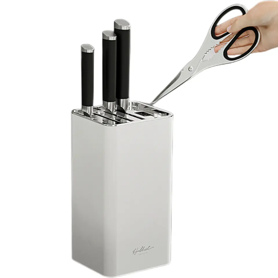 2023 newest Luxury Multifunctional kitchen knife shelves rack Plastic utensil block holder Hold up 5 Knives with scissor slot