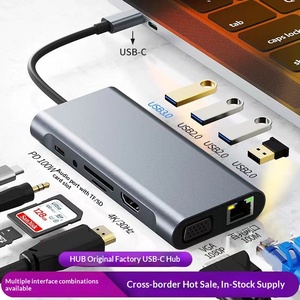 Station d'accueil USB-C 11-en-1 avec ports 2.0, VGA, RJ45, charge PD, lecteur de cartes SD/TF en alliage d'aluminium – En stock - Product Image 2
