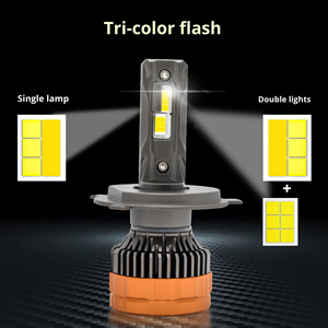 Faro LED Tricolore ad Alta Potenza 12V-24V con Luce Blu Lampeggiante e Telecomando, Doppio Tubo in Rame H1 H4 H7 <span class=keywords><strong>H8</strong></span> H11 9005 9006 - Product Image 2
