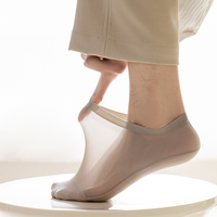 Chaussettes invisibles pour hommes, antidérapantes, en soie glacée, avec semelle en coton, fines, pour mocassins et bateaux, vente en gros