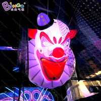 Esqueleto Inflable Publicitario, Modelo de Calavera, Payaso Aterrador, Cabeza de Fantasma Inflable Gigante con LED para Decoración de Fiestas al Aire Libre