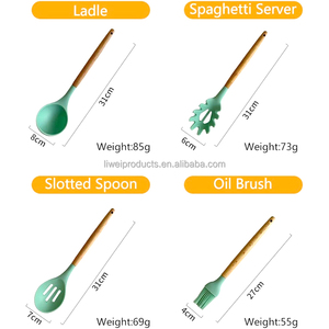 ชุดเครื่องใช้ในครัวทำจากซิลิโคน<span class=keywords><strong>2026</strong></span>มีด้ามจับไม้อุปกรณ์ทำอาหารแบบไม่ติดทนความร้อนสำหรับครัวเรือนการทำอาหารและการอบ - Product Image 5