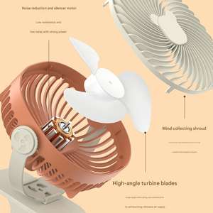 Nouveau grand clip bureau chambre étudiant dortoir USB ventilateur de bureau Rechargeable avec veilleuse longue durée de vie - Product Image 1