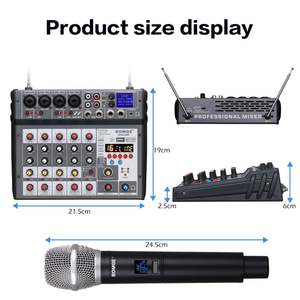 Console <span class=keywords><strong>de</strong></span> <span class=keywords><strong>mixage</strong></span> audio professionnelle 6 canaux avec deux microphones sans fil UHF, console <span class=keywords><strong>de</strong></span> <span class=keywords><strong>mixage</strong></span> USB, 16 DSP pour DJ, karaoké, enregistrement à domicile sur <span class=keywords><strong>PC</strong></span> - Product Image 6