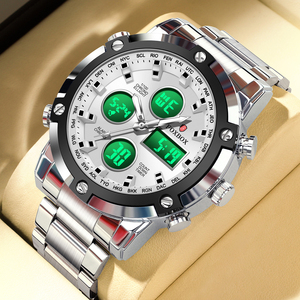 Montre Homme Analogique-Numérique LIGE FB0100 Multifonction 49mm avec Lunette Sportive, Lumière LED, Chronomètre 100 SEC, Montre Décontractée Tendance + Boîte - Product Image 1