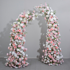 Wedding <b>Arch</b> Flowers Top Artificial Silk Horn Flowers <b>Arch</b> Stand <b>Frame</b> Backdrop with Flowers for Wedding Arrangement Decoration - Product Image 2