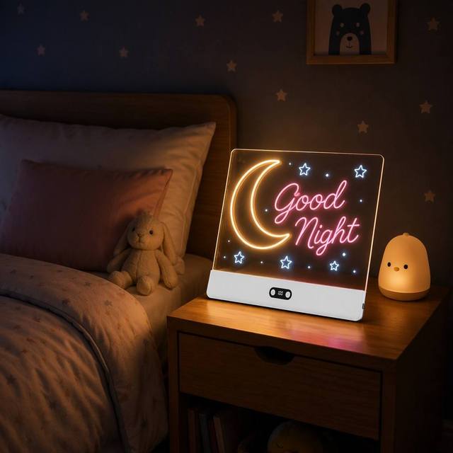 Rechargeable LED Acrylic Square Modern Home Luminous Message Board Creative Erasable Drawing Board with Foldable Stand