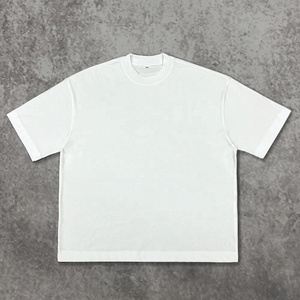 Camisetas de Cuello Redondo de Algodón de Alta Calidad de 220 g/m², Camisetas Cortas Blancas Lisas de Gran Peso, Camisetas Holgadas de Verano para Hombre - Product Image 1