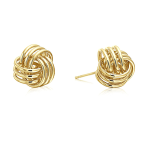 Boucles d'oreilles en or massif 14 carats, bijoux <span class=keywords><strong>de</strong></span> mode personnalisés pour <span class=keywords><strong>femme</strong></span> - Boucles d'oreilles clous nœud d'amour, bijoux fins plaqués or, fabricant OEM <span class=keywords><strong>de</strong></span> boucles d'oreilles - Product Image 1